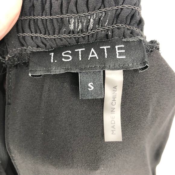 1. STATE Women's Pleated Midi Dress Small Black Halter Neck Handkerchief Hem NWT - Picture 10 of 10